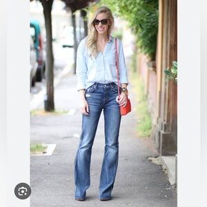 REVOLVE Rails Carter Button Up Chambray Shirt in Light Vintage Wash Size Small